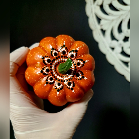 Handpainted Foam Pumpkins Mandala Boho Fall Decor - Picture 6 of 8